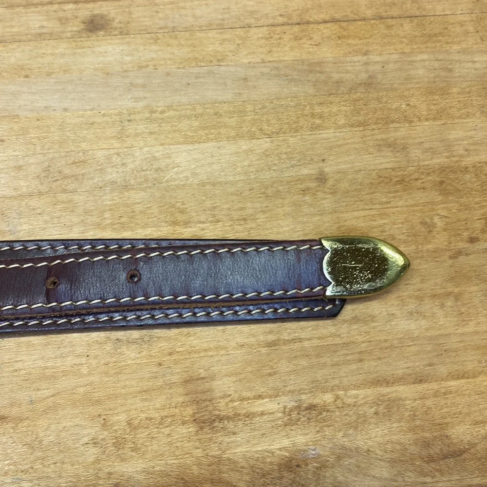 Mulholland Brothers leather belt brass accents size 48